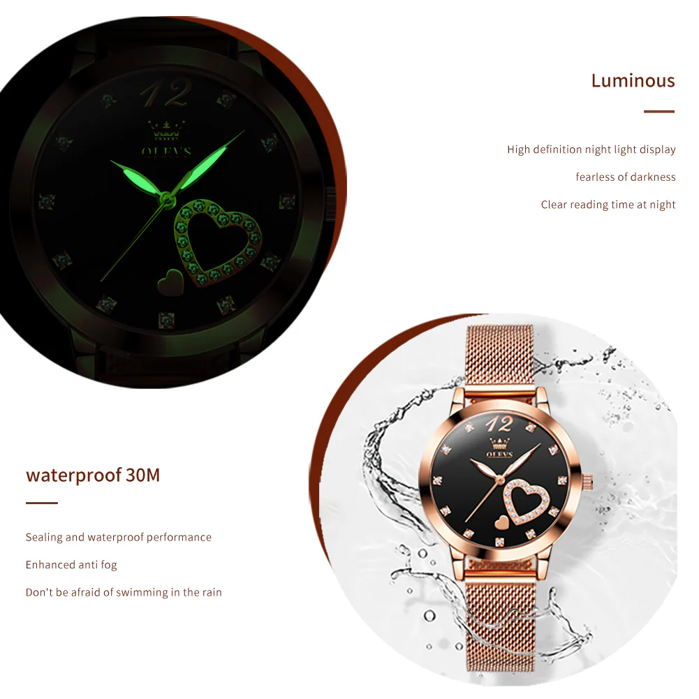 OLEVS 5189 Watch for Women Mesh Strap Fashion Rose Gold Dress Watches - Image 13