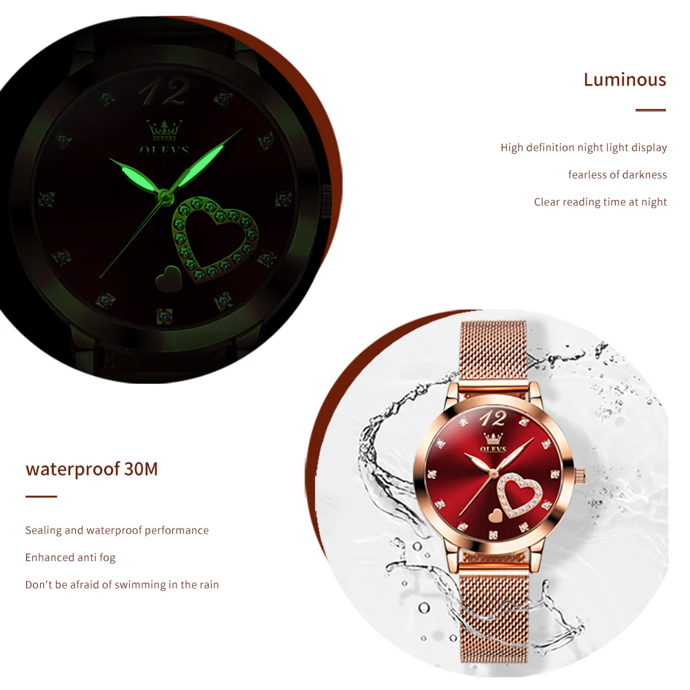 OLEVS 5189 Watch for Women Mesh Strap Fashion Rose Gold Dress Watches - Image 20