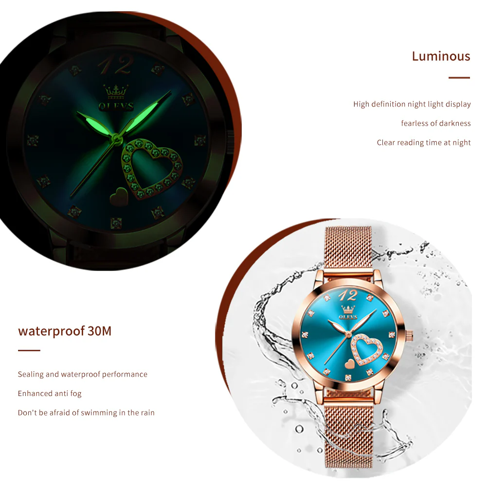 OLEVS 5189 Watch for Women Mesh Strap Fashion Rose Gold Dress Watches - Image 27