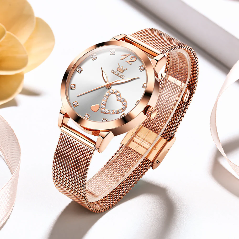 OLEVS 5189 Watch for Women Mesh Strap Fashion Rose Gold Dress Watches - Image 4