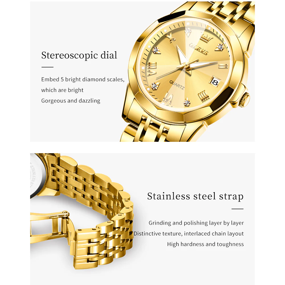 OLEVS 9931 Watch for Women Quartz Diamond Fashion Elegant Dress Ladies Watch Stainless Steel Two Tone Day Date Wrist Watches - Image 10