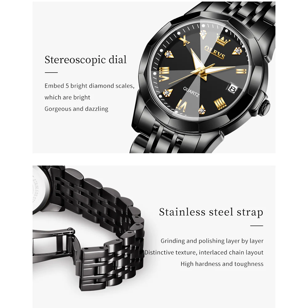 OLEVS 9931 Watch for Women Quartz Diamond Fashion Elegant Dress Ladies Watch Stainless Steel Two Tone Day Date Wrist Watches - Image 16