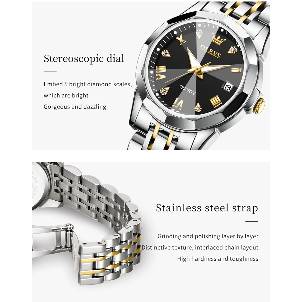 OLEVS 9931 Watch for Women Quartz Diamond Fashion Elegant Dress Ladies Watch Stainless Steel Two Tone Day Date Wrist Watches - Image 22