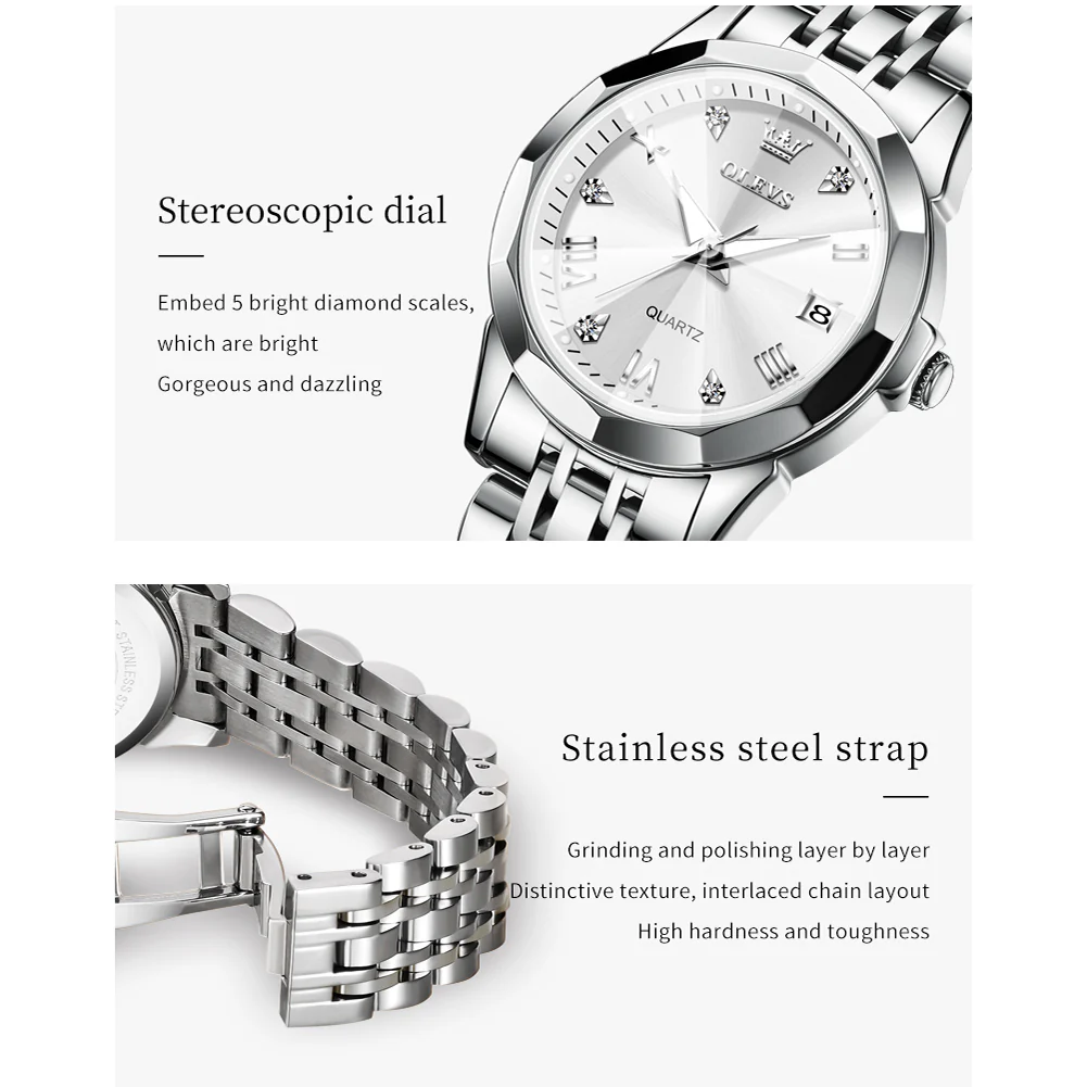 OLEVS 9931 Watch for Women Quartz Diamond Fashion Elegant Dress Ladies Watch Stainless Steel Two Tone Day Date Wrist Watches - Image 34