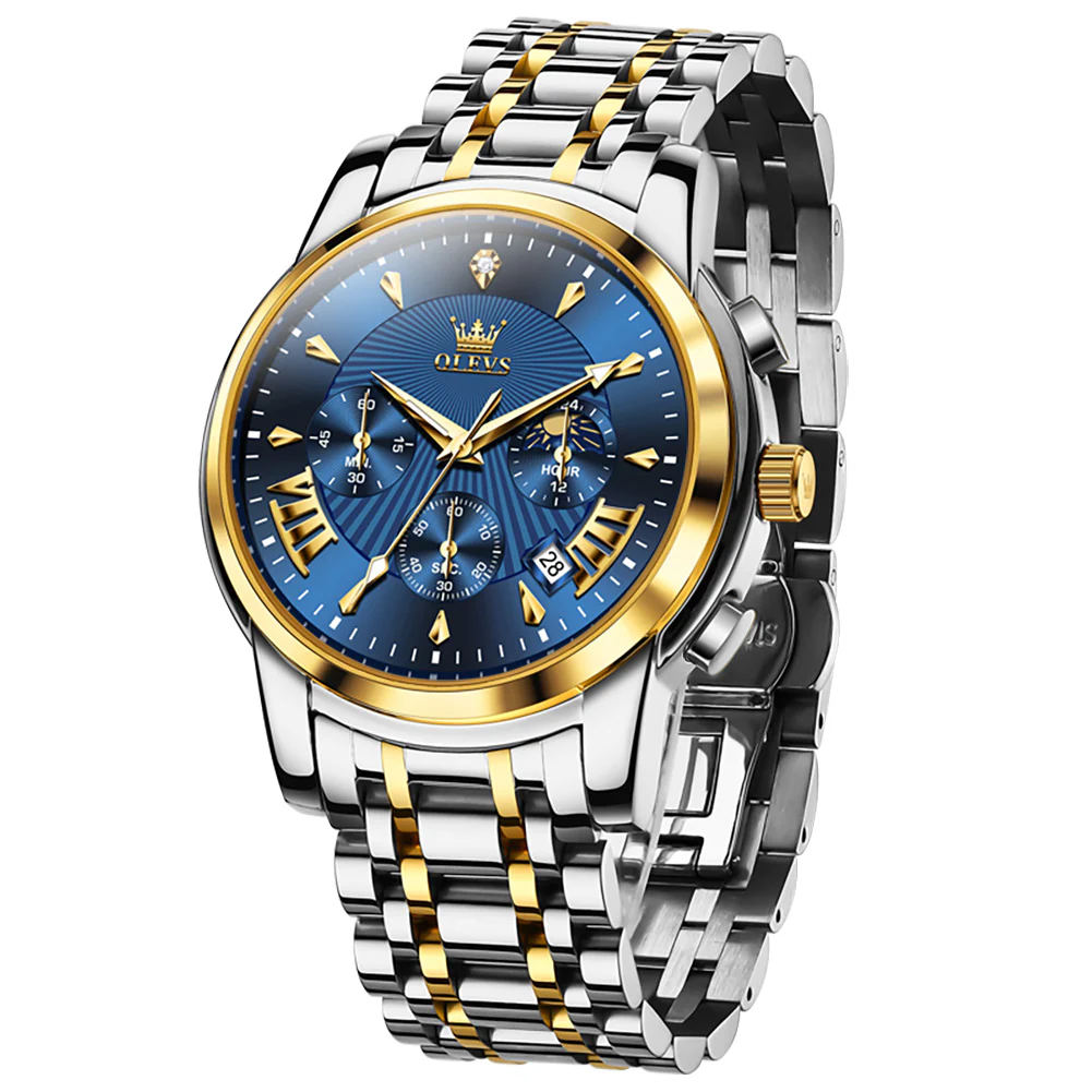 OLEVS 2892 Men's Chronograph Quartz Watches Moon phase Texture Waterproof Stainless Steel Wrist Watch - Image 31