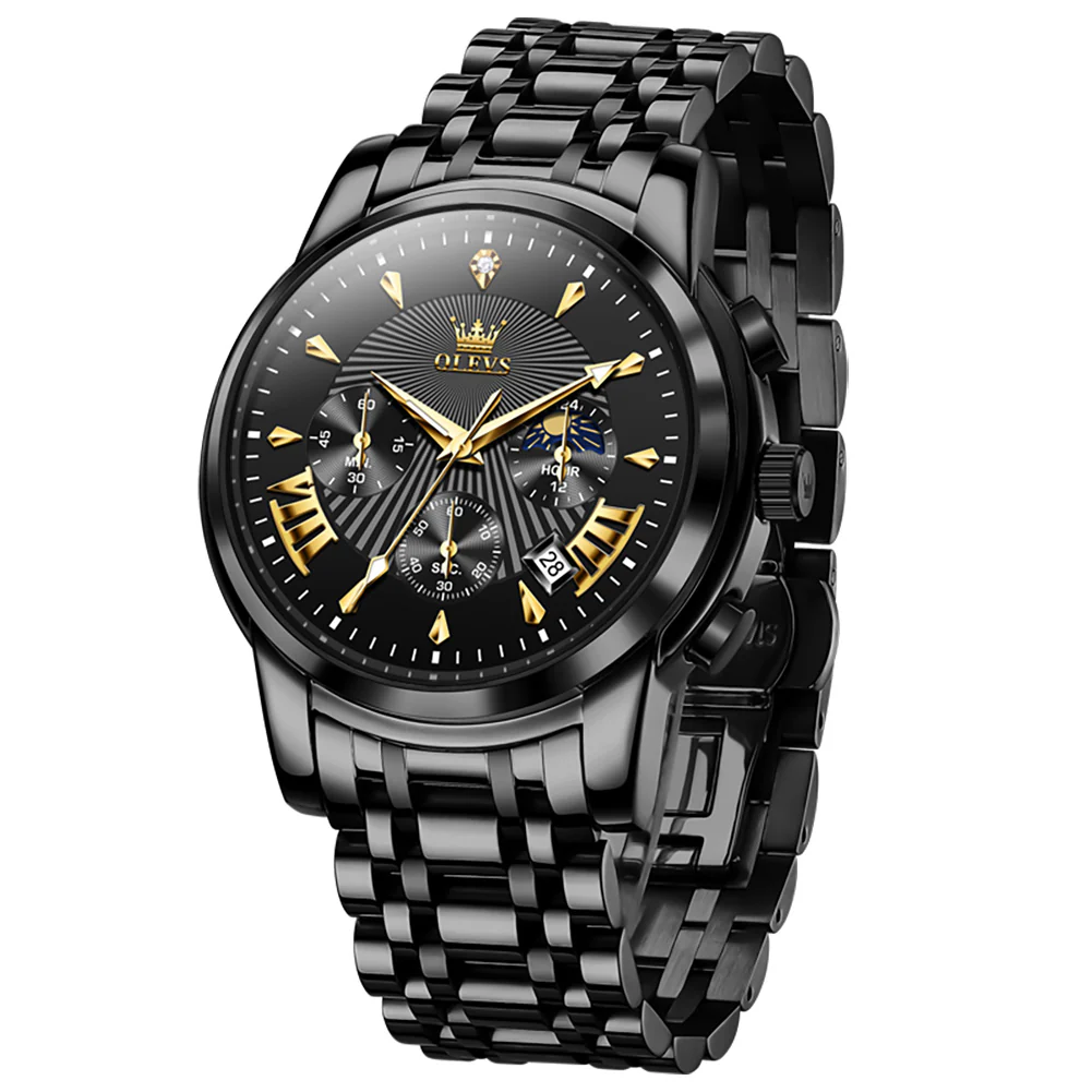 OLEVS 2892 Men's Chronograph Quartz Watches Moon phase Texture Waterproof Stainless Steel Wrist Watch - Image 37