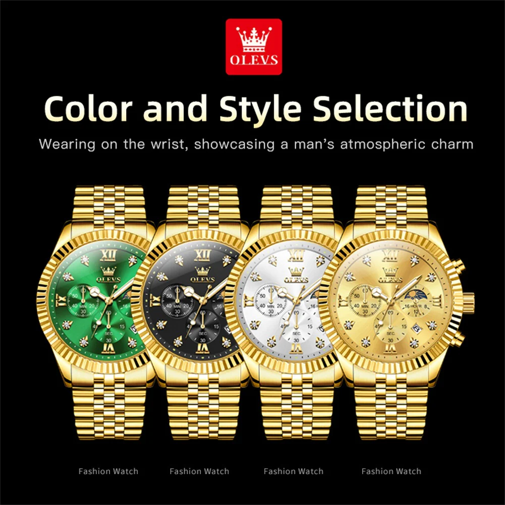 OLEVS 2932 Men's Watch with Gold Bracelet, Business Style, Gift-Ready, 3ATM Waterproof - Image 5