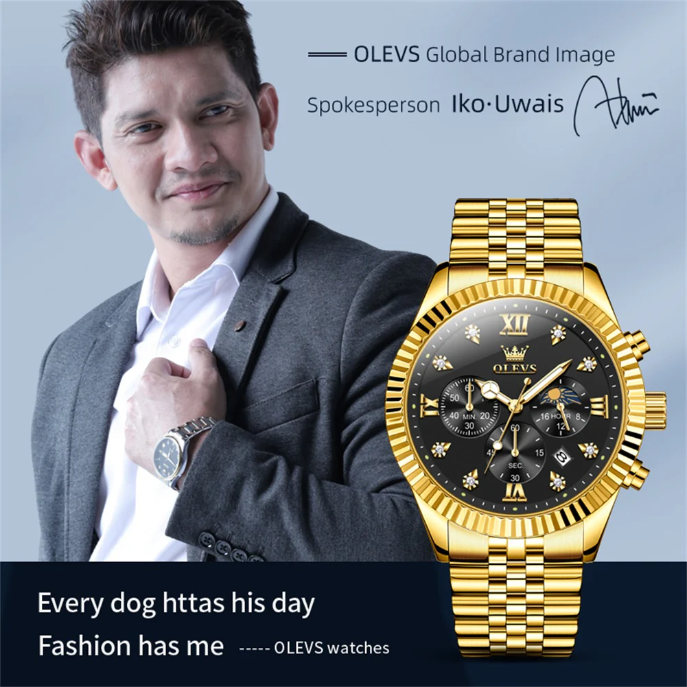 OLEVS 2932 Men's Watch with Gold Bracelet, Business Style, Gift-Ready, 3ATM Waterproof - Image 9
