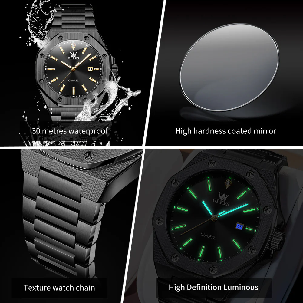 OLEVS 3613 Men's Watch with Gold Bracelet, Business Style, Gift-Ready, 3ATM Waterproof - Image 22