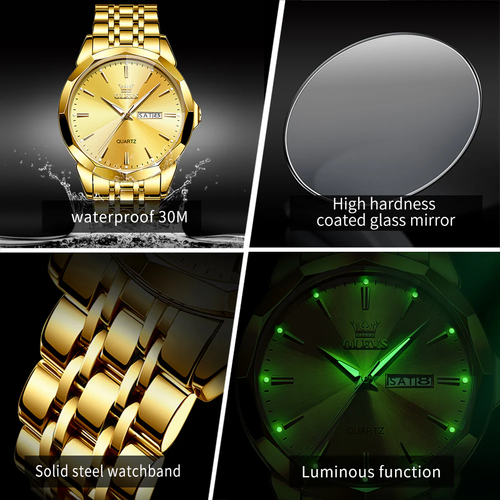 OLEVS 3615 Watches for Men,Dress Analog Quartz Mens Watch,Stainless Steel Waterproof Luminous Wristwatch,Big Face Calendar Elegant Gift for Men - Image 17