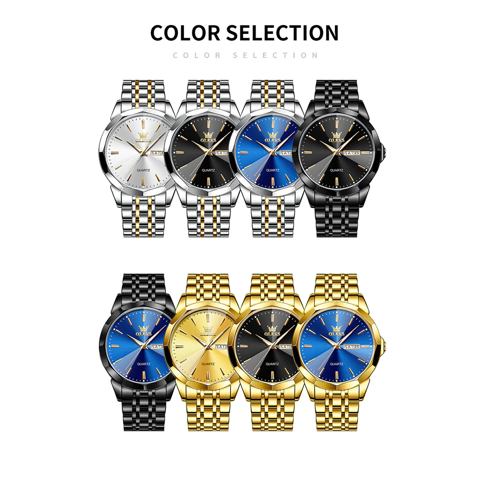 OLEVS 3615 Watches for Men,Dress Analog Quartz Mens Watch,Stainless Steel Waterproof Luminous Wristwatch,Big Face Calendar Elegant Gift for Men - Image 18