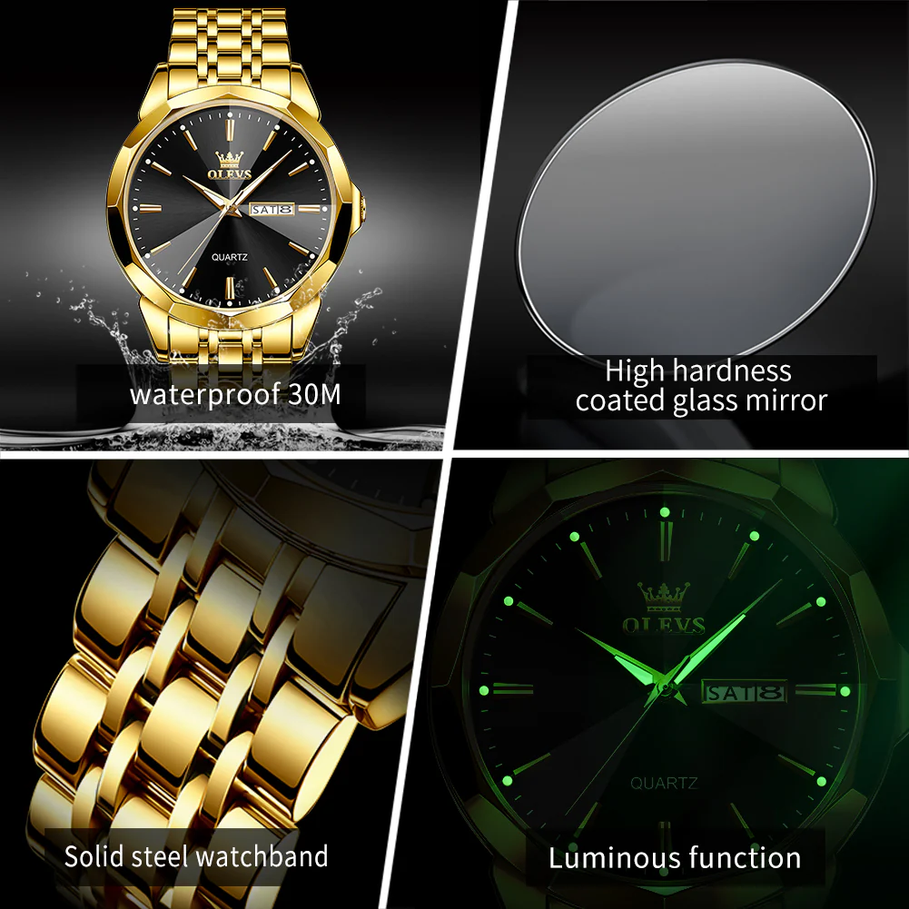 OLEVS 3615 Watches for Men,Dress Analog Quartz Mens Watch,Stainless Steel Waterproof Luminous Wristwatch,Big Face Calendar Elegant Gift for Men - Image 23