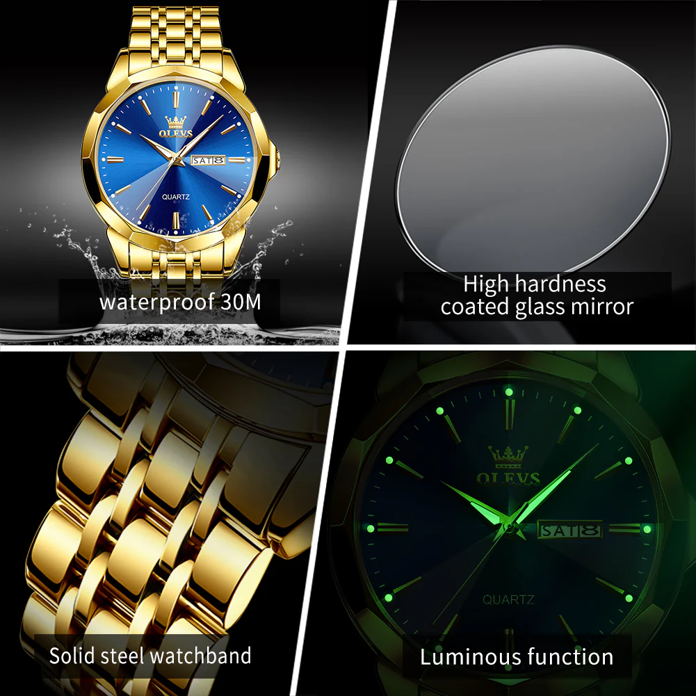 OLEVS 3615 Watches for Men,Dress Analog Quartz Mens Watch,Stainless Steel Waterproof Luminous Wristwatch,Big Face Calendar Elegant Gift for Men - Image 29