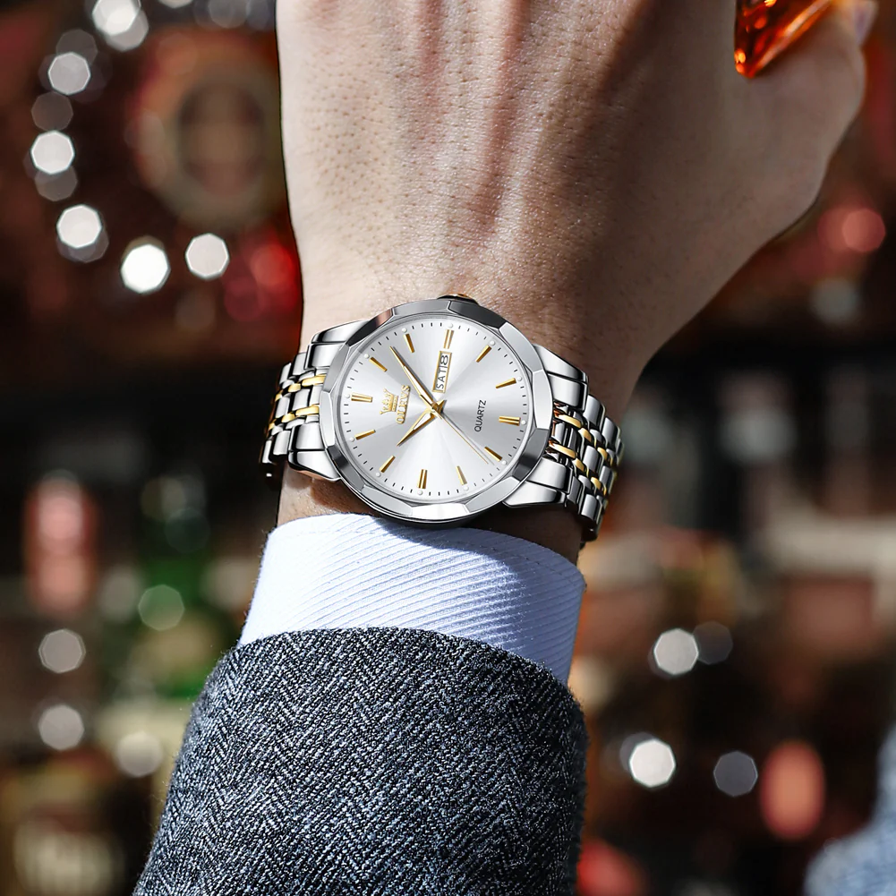 OLEVS 3615 Watches for Men,Dress Analog Quartz Mens Watch,Stainless Steel Waterproof Luminous Wristwatch,Big Face Calendar Elegant Gift for Men - Image 33