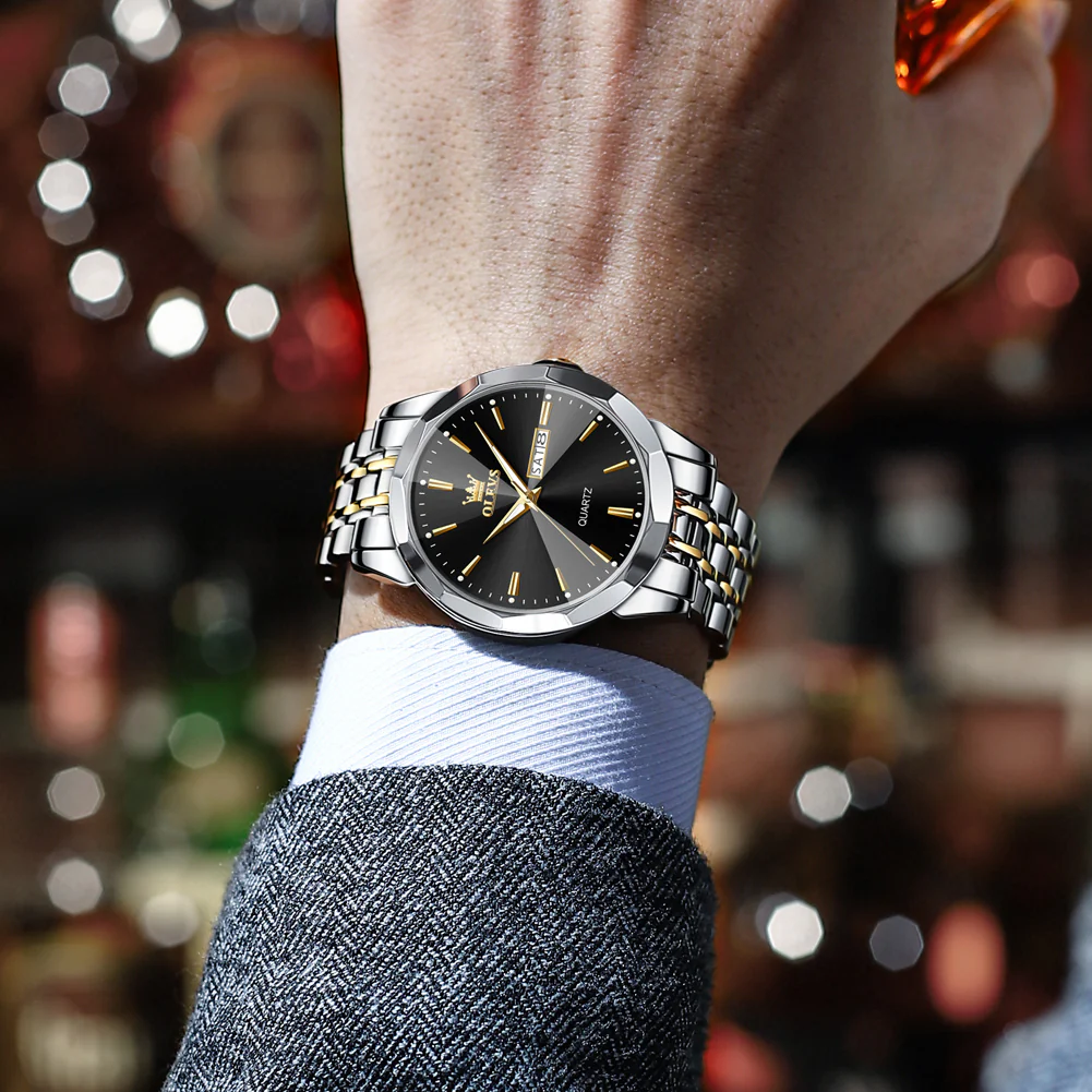 OLEVS 3615 Watches for Men,Dress Analog Quartz Mens Watch,Stainless Steel Waterproof Luminous Wristwatch,Big Face Calendar Elegant Gift for Men - Image 39