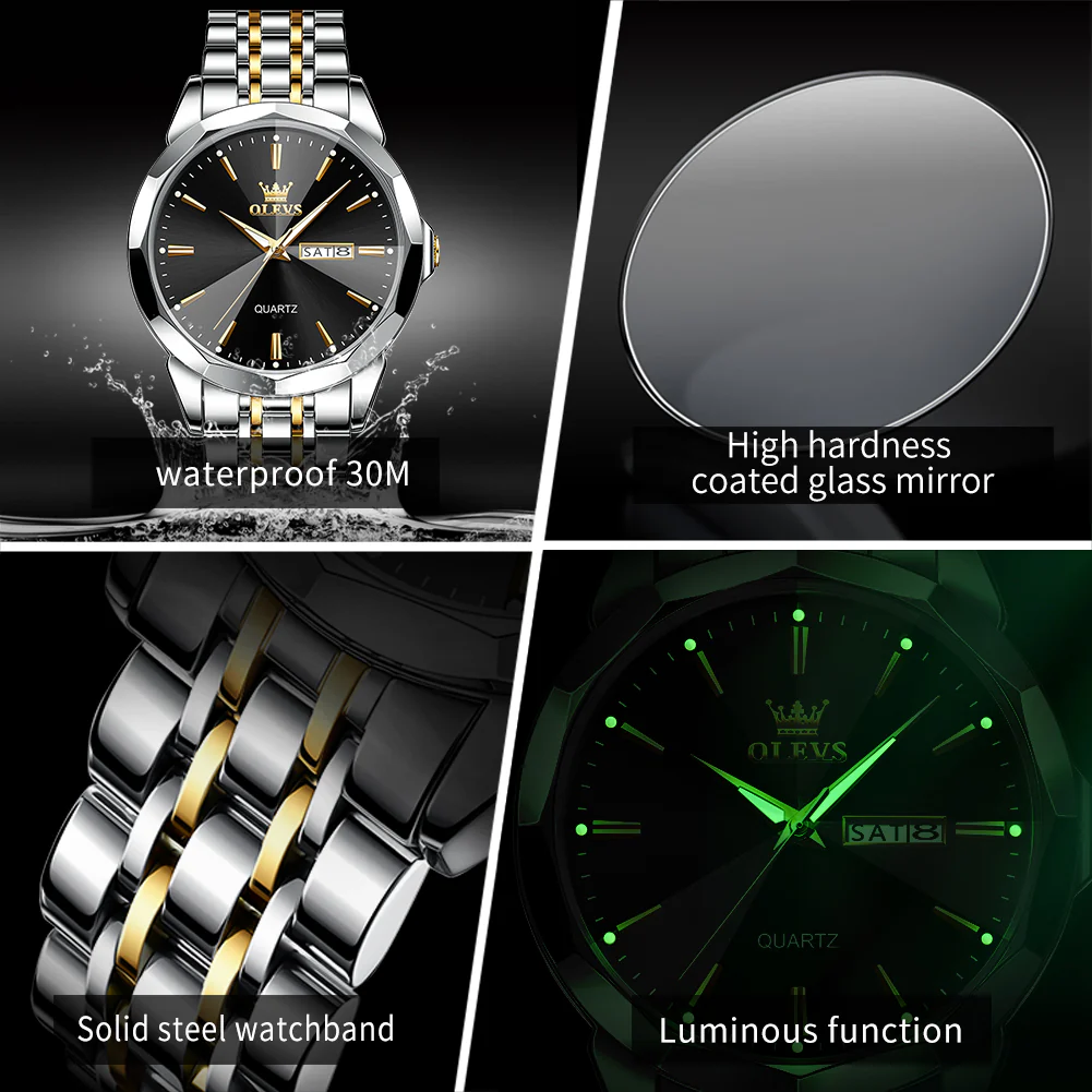 OLEVS 3615 Watches for Men,Dress Analog Quartz Mens Watch,Stainless Steel Waterproof Luminous Wristwatch,Big Face Calendar Elegant Gift for Men - Image 41