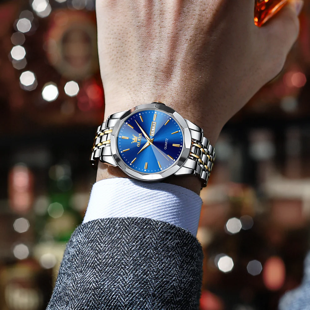 OLEVS 3615 Watches for Men,Dress Analog Quartz Mens Watch,Stainless Steel Waterproof Luminous Wristwatch,Big Face Calendar Elegant Gift for Men - Image 45