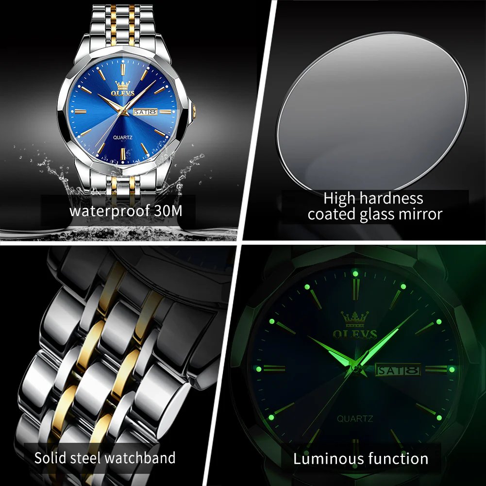 OLEVS 3615 Watches for Men,Dress Analog Quartz Mens Watch,Stainless Steel Waterproof Luminous Wristwatch,Big Face Calendar Elegant Gift for Men - Image 47