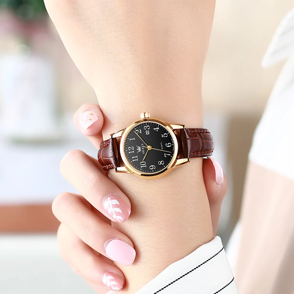OLEVS 5566 Couple Watches His and Her Fashion Dresse Date Watches Luminous Waterproof Wrist Watch - Image 11