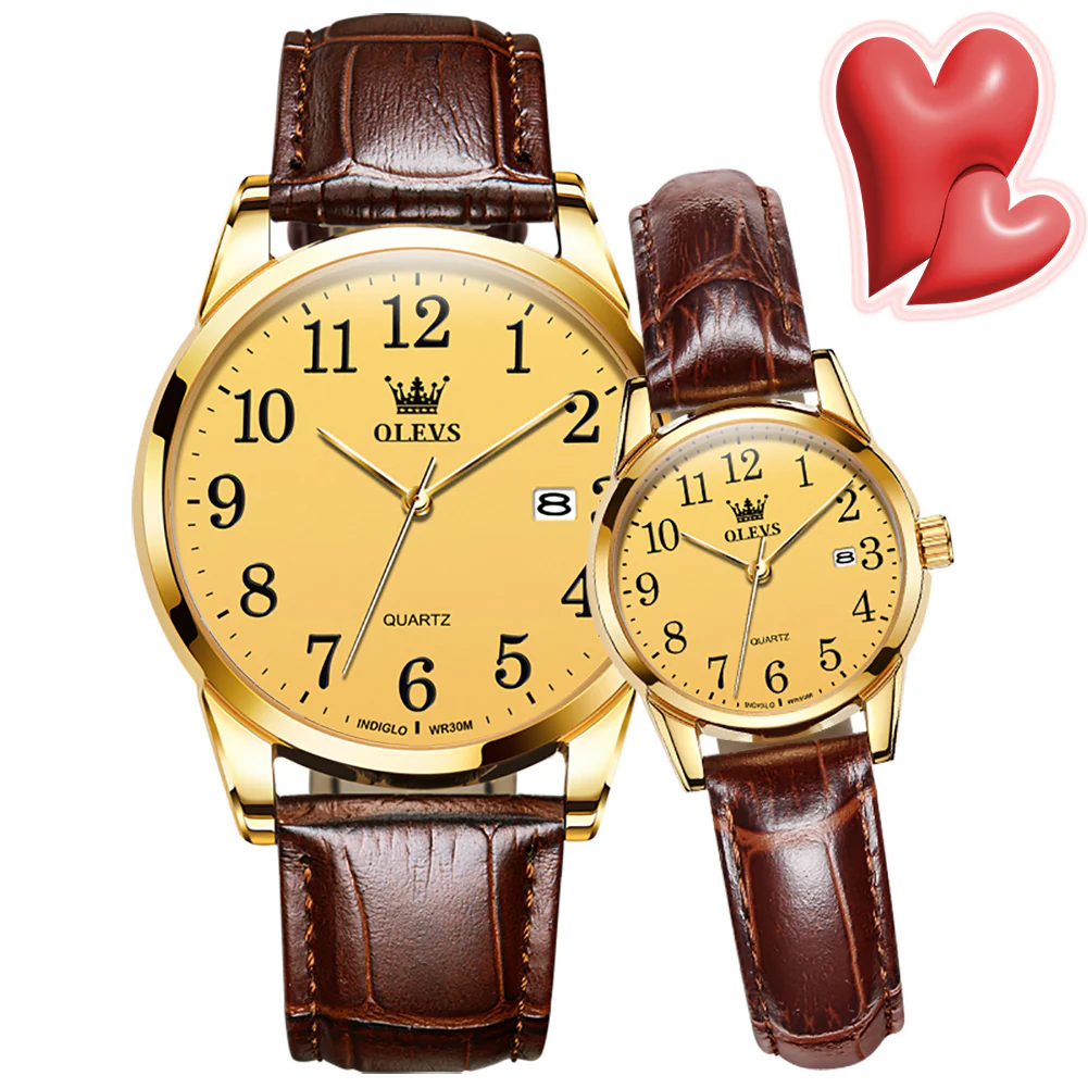 OLEVS 5566 Couple Watches His and Her Fashion Dresse Date Watches Luminous Waterproof Wrist Watch - Image 15