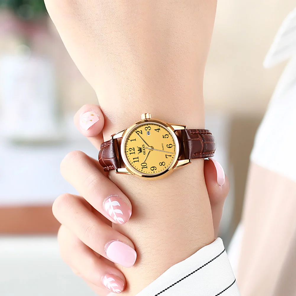 OLEVS 5566 Couple Watches His and Her Fashion Dresse Date Watches Luminous Waterproof Wrist Watch - Image 18