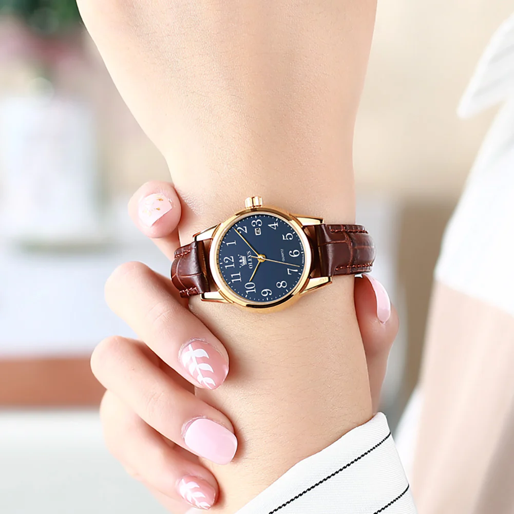 OLEVS 5566 Couple Watches His and Her Fashion Dresse Date Watches Luminous Waterproof Wrist Watch - Image 25