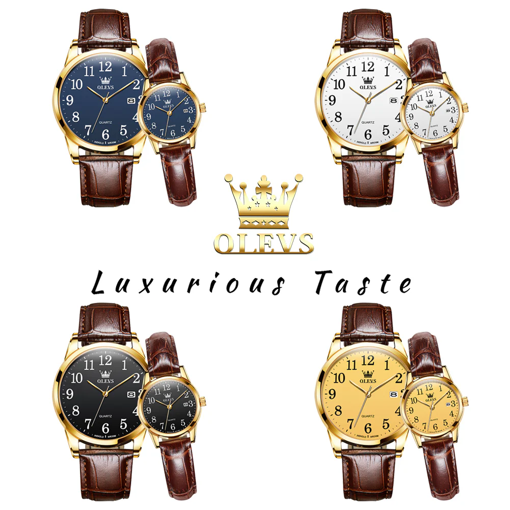 OLEVS 5566 Couple Watches His and Her Fashion Dresse Date Watches Luminous Waterproof Wrist Watch - Image 7