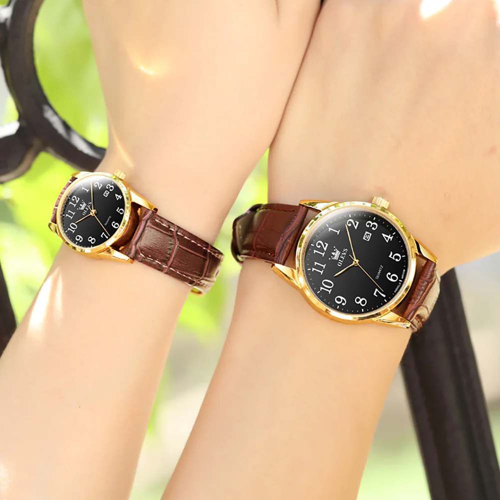 OLEVS 5566 Couple Watches His and Her Fashion Dresse Date Watches Luminous Waterproof Wrist Watch - Image 9