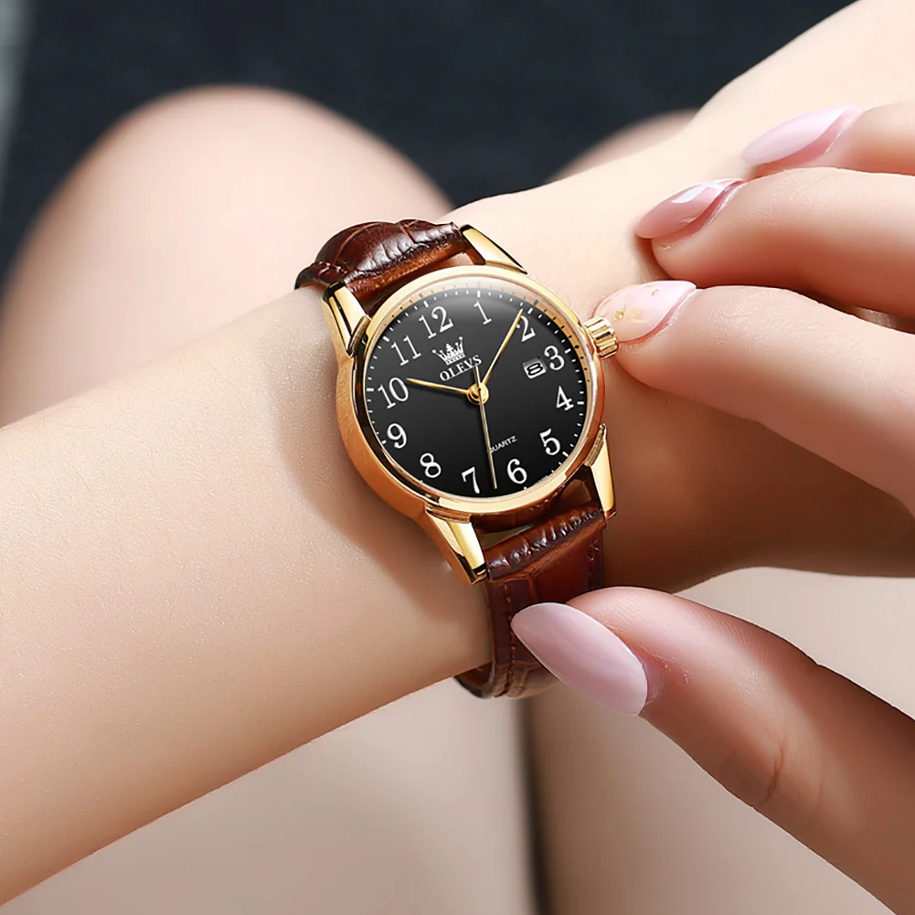 OLEVS 5566 Women Wrist Watches Ultra Thin 6.5mm Minimalist Dress Fashion Quartz Waterproof Date Day Leather Strap Slim Watches for Ladies - Image 15