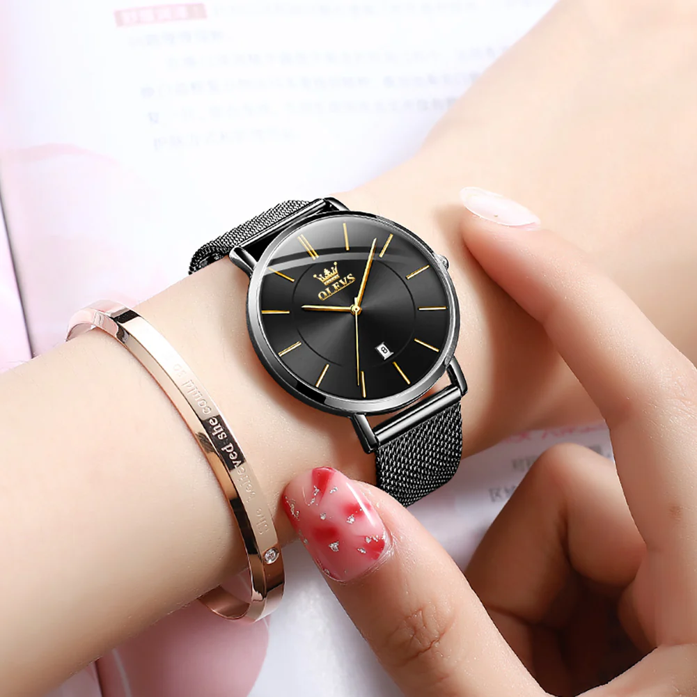 OLEVS 5869 Watch for Women Set Fashion Ladys Wrist Watch Minimalist with Rose Gold Bracelet Analog Quartz Date Waterproof Wrist Watches - Image 16