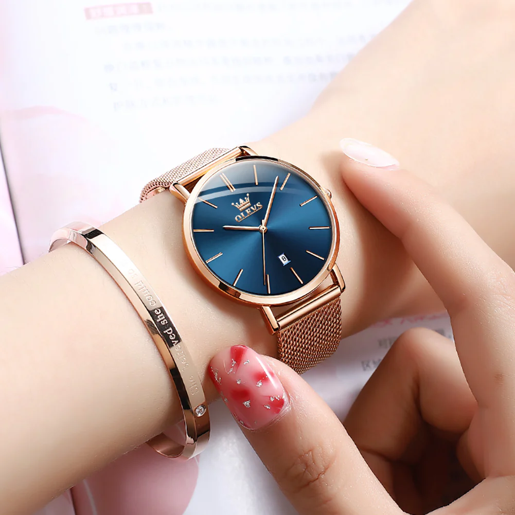 OLEVS 5869 Watch for Women Set Fashion Ladys Wrist Watch Minimalist with Rose Gold Bracelet Analog Quartz Date Waterproof Wrist Watches - Image 23