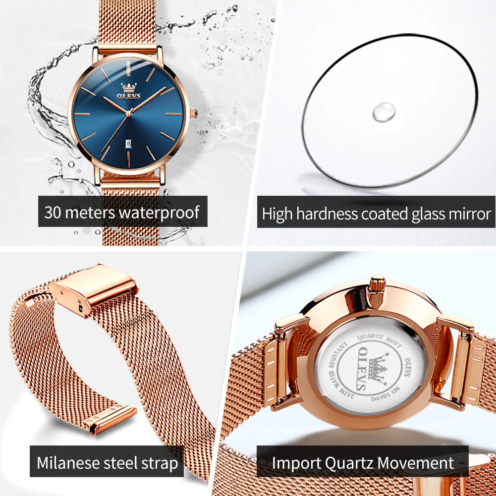 OLEVS 5869 Watch for Women Set Fashion Ladys Wrist Watch Minimalist with Rose Gold Bracelet Analog Quartz Date Waterproof Wrist Watches - Image 27