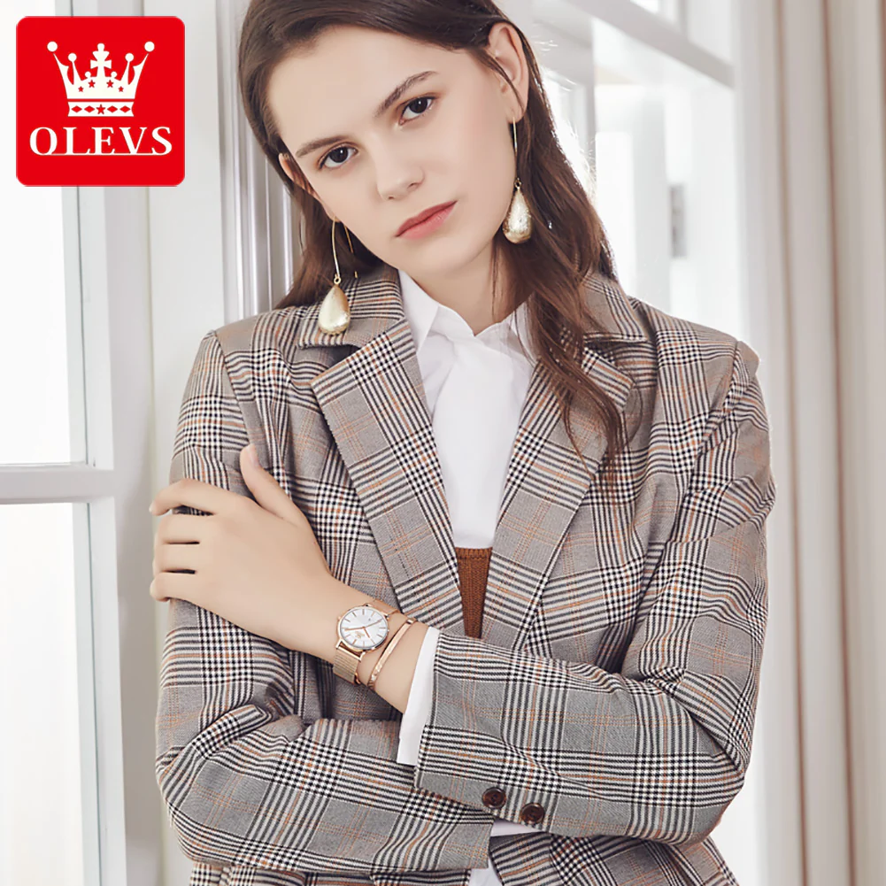 OLEVS 5869 Watch for Women Set Fashion Ladys Wrist Watch Minimalist with Rose Gold Bracelet Analog Quartz Date Waterproof Wrist Watches - Image 5