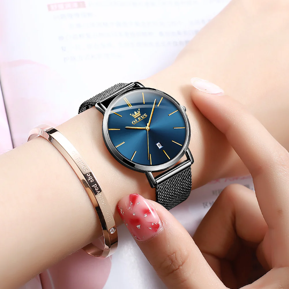 OLEVS 5869 Watch for Women Set Fashion Ladys Wrist Watch Minimalist with Rose Gold Bracelet Analog Quartz Date Waterproof Wrist Watches - Image 9