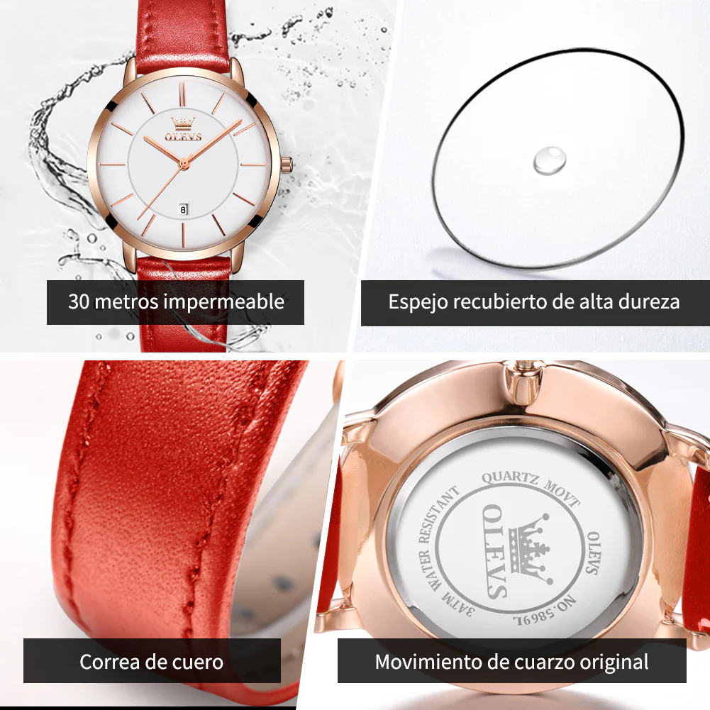 OLEVS 5869 Women Watches Ultra Thin 6.5mm Minimalist Dress Fashion Leather Strap Quartz Waterproof Casual Women Wrist Watch - Image 11