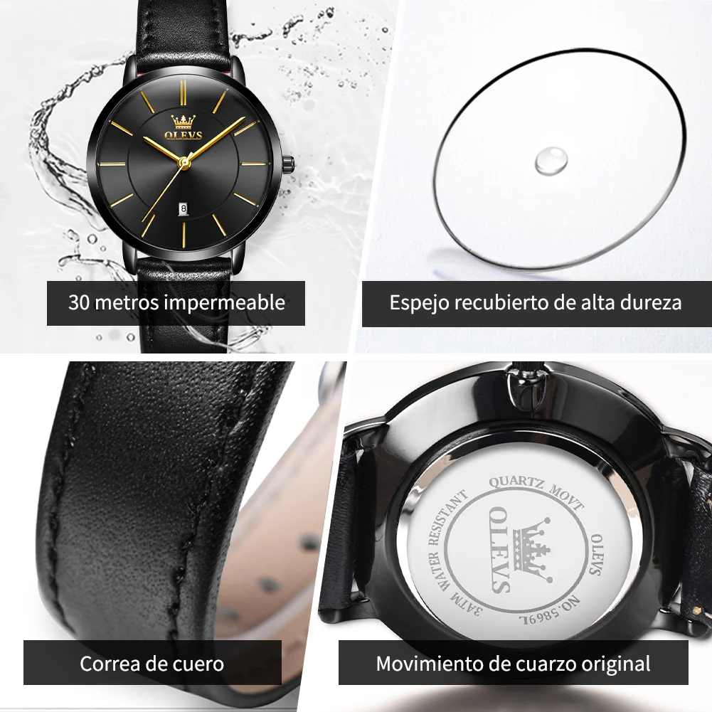 OLEVS 5869 Women Watches Ultra Thin 6.5mm Minimalist Dress Fashion Leather Strap Quartz Waterproof Casual Women Wrist Watch - Image 29