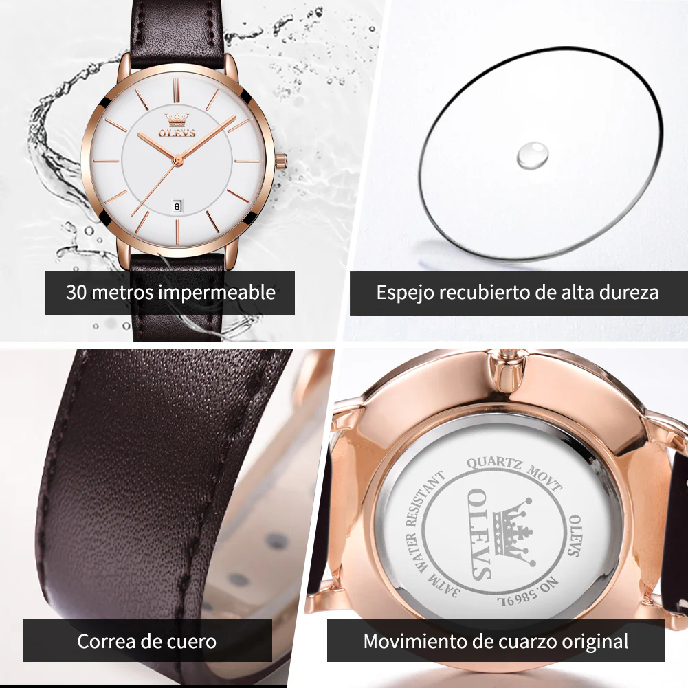 OLEVS 5869 Women Watches Ultra Thin 6.5mm Minimalist Dress Fashion Leather Strap Quartz Waterproof Casual Women Wrist Watch - Image 35