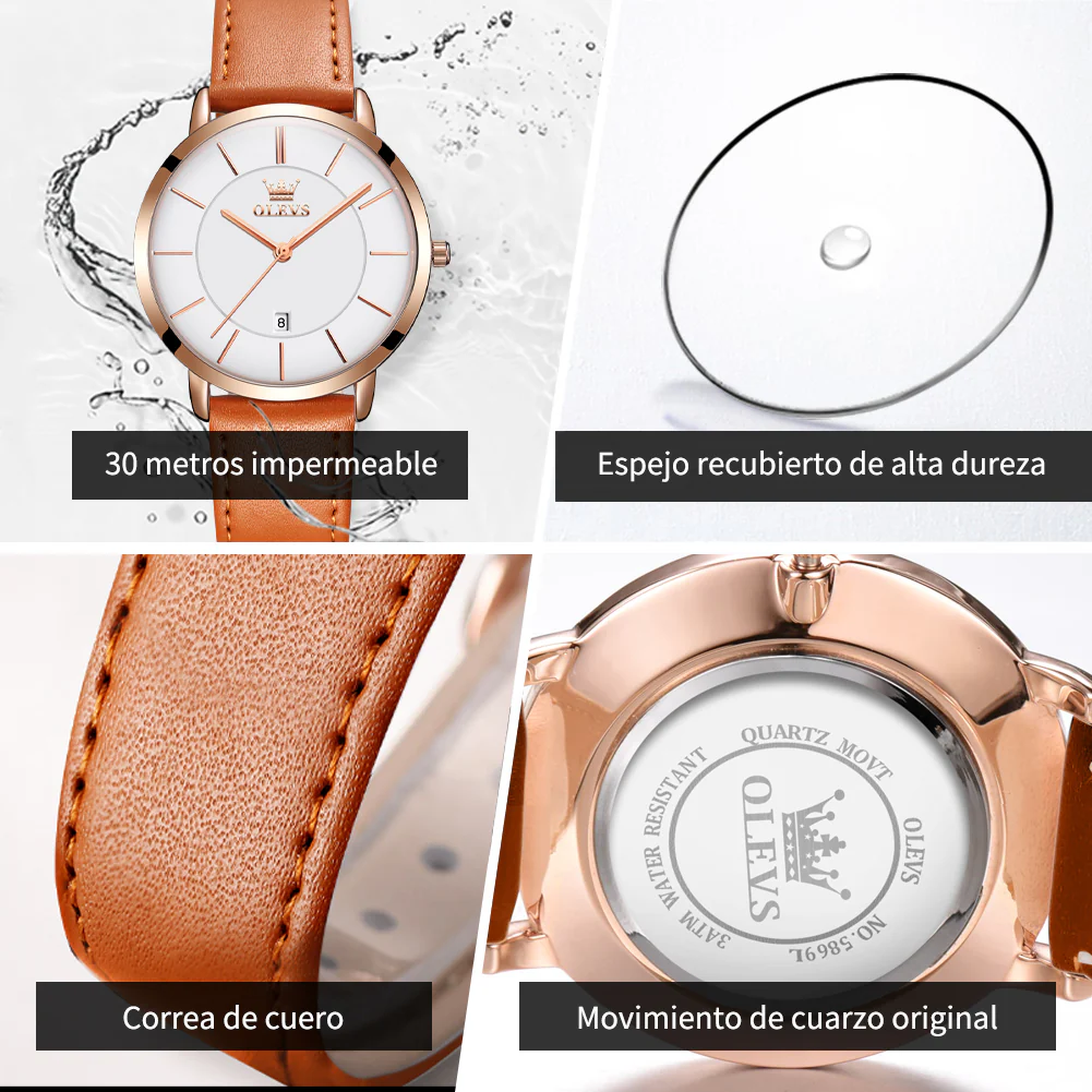 OLEVS 5869 Women Watches Ultra Thin 6.5mm Minimalist Dress Fashion Leather Strap Quartz Waterproof Casual Women Wrist Watch - Image 41