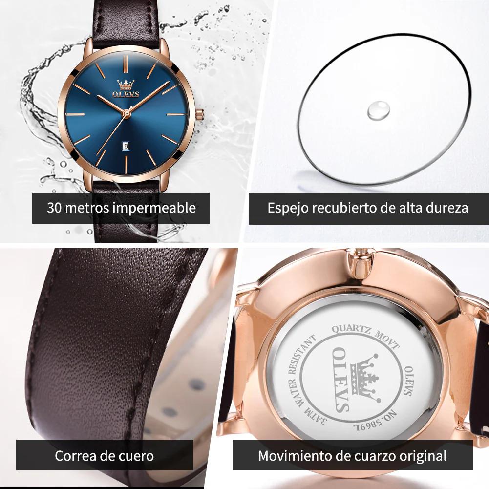 OLEVS 5869 Women Watches Ultra Thin 6.5mm Minimalist Dress Fashion Leather Strap Quartz Waterproof Casual Women Wrist Watch - Image 53