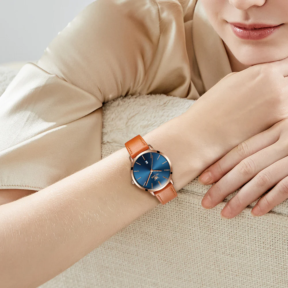 OLEVS 5869 Women Watches Ultra Thin 6.5mm Minimalist Dress Fashion Leather Strap Quartz Waterproof Casual Women Wrist Watch - Image 57