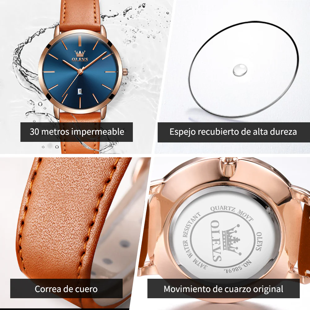 OLEVS 5869 Women Watches Ultra Thin 6.5mm Minimalist Dress Fashion Leather Strap Quartz Waterproof Casual Women Wrist Watch - Image 59
