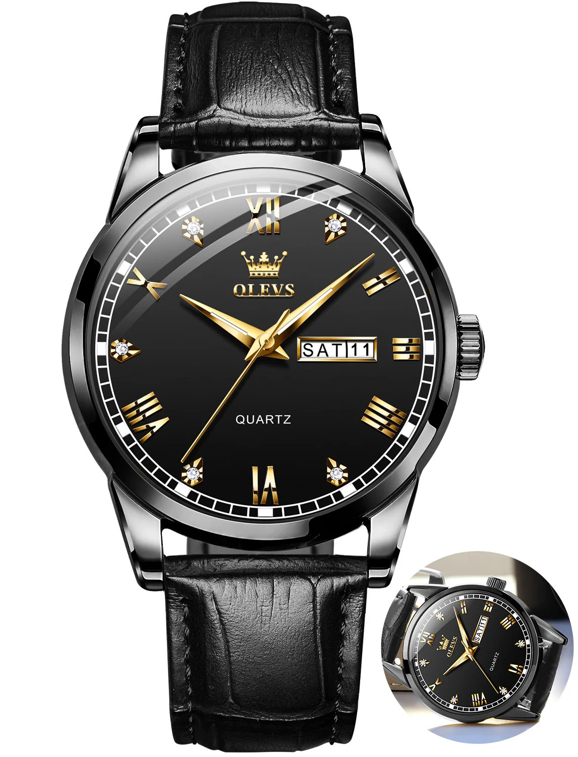 OLEVS 6898 Couple Watches - Classic Brown Leather, Analog Quartz, Romantic Waterproof Date Pair Watch for Men and Women - Image 19