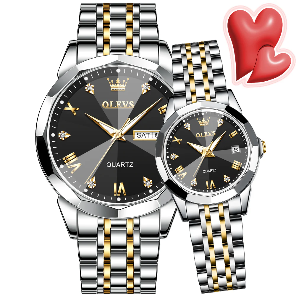 OLEVS 9931 Couple Watches His and Her Fashion Dresse Romantic Set Pair Matching Stainless Steel Strap Luminous Waterproof Wrist Watch - Image 13