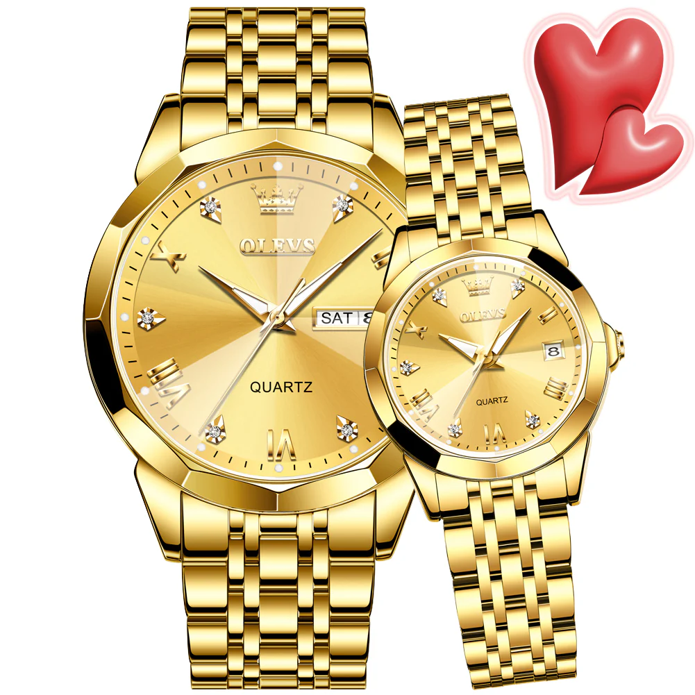 OLEVS 9931 Couple Watches His and Her Fashion Dresse Romantic Set Pair Matching Stainless Steel Strap Luminous Waterproof Wrist Watch - Image 19