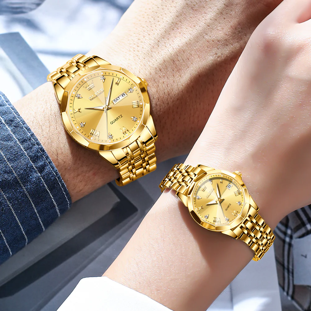 OLEVS 9931 Couple Watches His and Her Fashion Dresse Romantic Set Pair Matching Stainless Steel Strap Luminous Waterproof Wrist Watch - Image 21