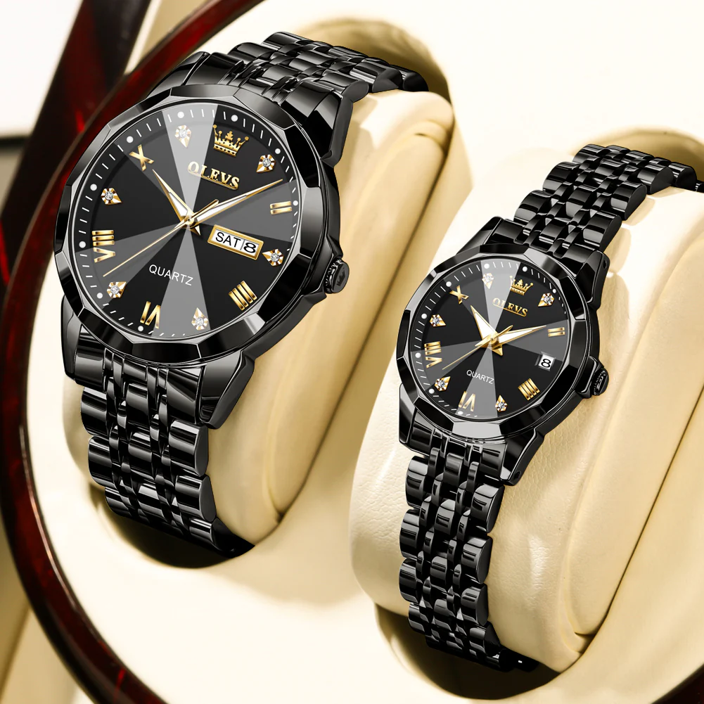 OLEVS 9931 Couple Watches His and Her Fashion Dresse Romantic Set Pair Matching Stainless Steel Strap Luminous Waterproof Wrist Watch - Image 26