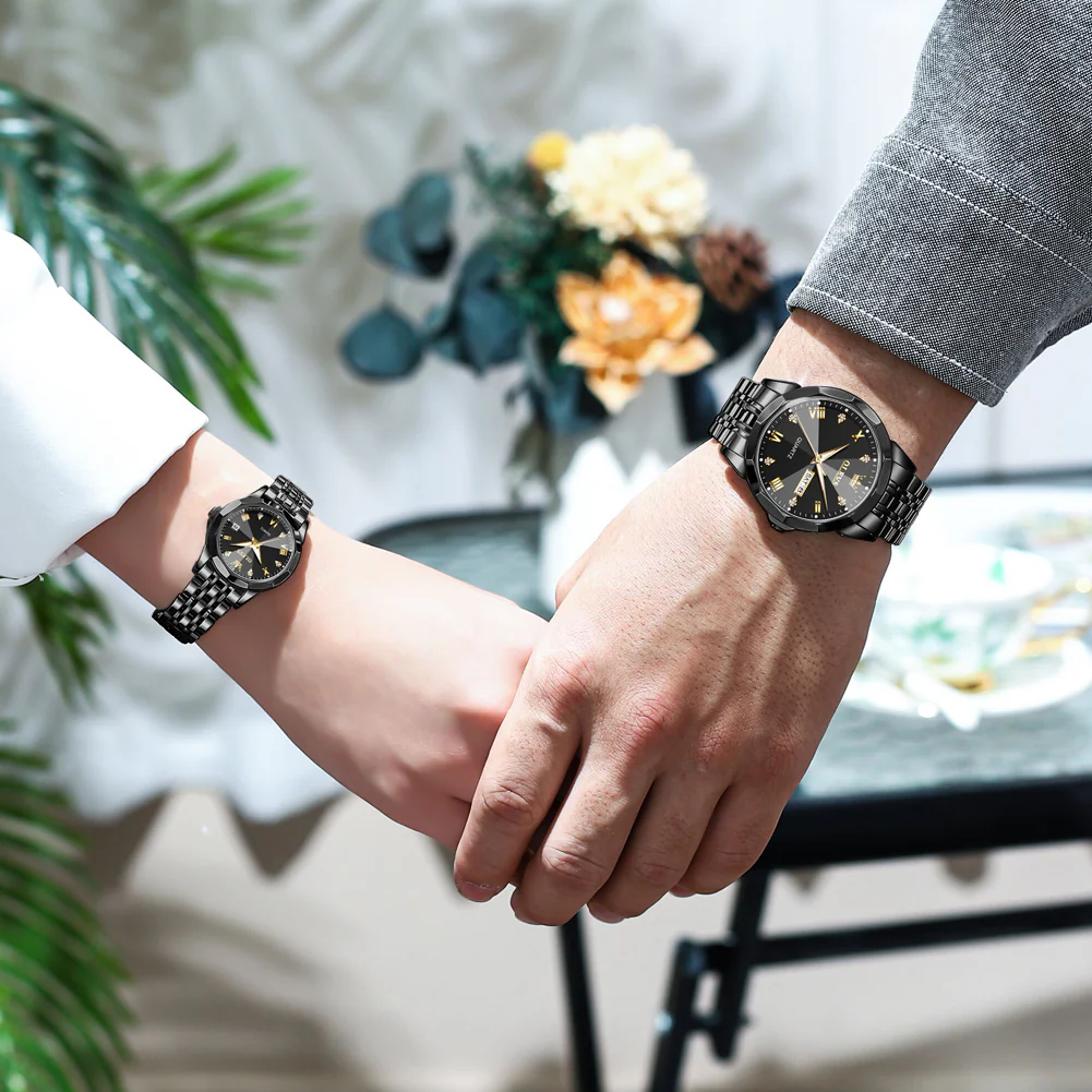 OLEVS 9931 Couple Watches His and Her Fashion Dresse Romantic Set Pair Matching Stainless Steel Strap Luminous Waterproof Wrist Watch - Image 28