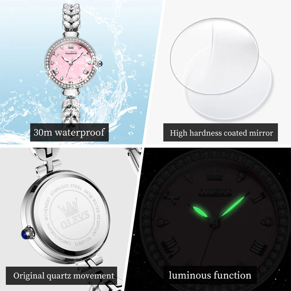 OLEVS 9971 Mermaid Full Diamond Quartz Women's Watch: Waterproof, Luminous, Fully Diamond-Set, Mermaid-Themed Design. - Image 26