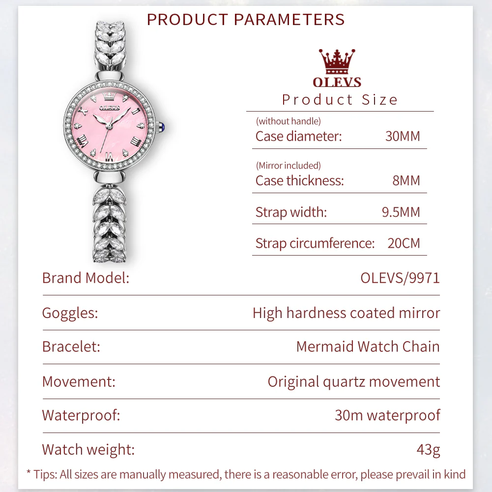 OLEVS 9971 Mermaid Full Diamond Quartz Women's Watch: Waterproof, Luminous, Fully Diamond-Set, Mermaid-Themed Design. - Image 35