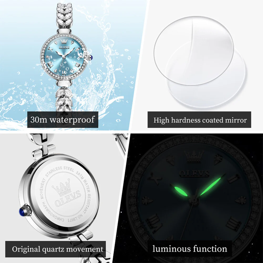OLEVS 9971 Mermaid Full Diamond Quartz Women's Watch: Waterproof, Luminous, Fully Diamond-Set, Mermaid-Themed Design. - Image 43